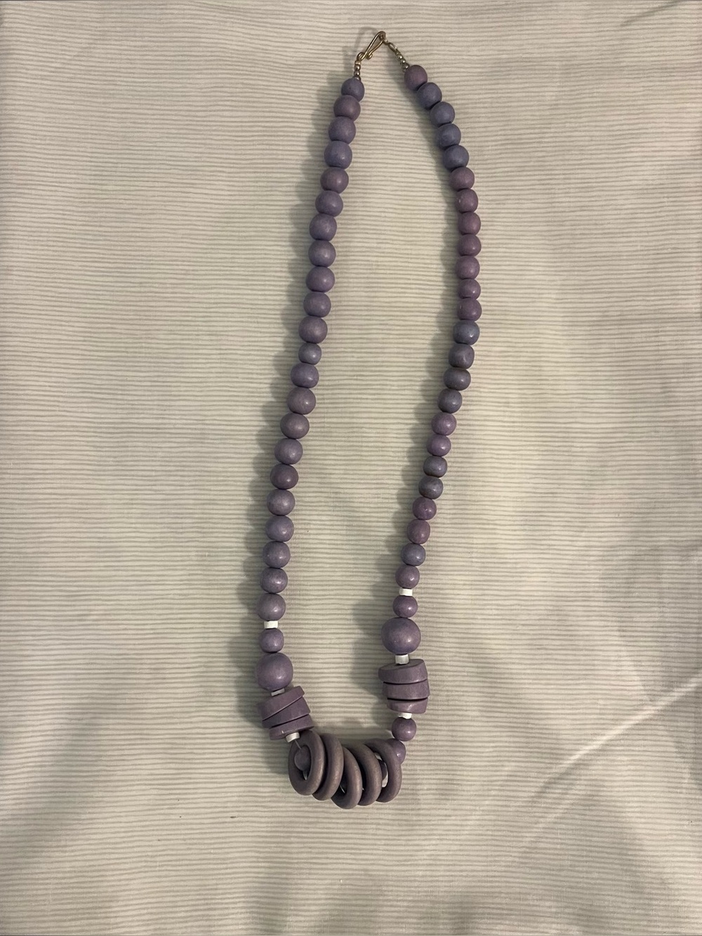 Lavender Beaded Necklace with Stacked Ring Accents - Women Jewelry